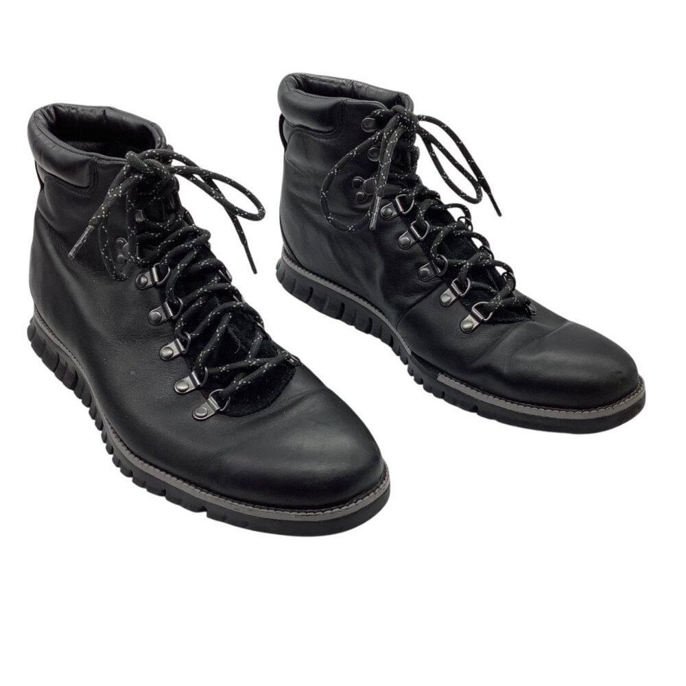 Cole Haan ZEROGRAND Black Leather‎ Hiking Boots Men Sz 10.5 Water Resistant